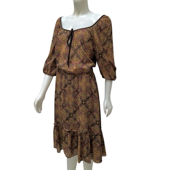 TRINA TURK Ruffled Tie Front Midi Silk Dress Whimsygoth Witchy Cottage Romantic - Picture 11 of 17